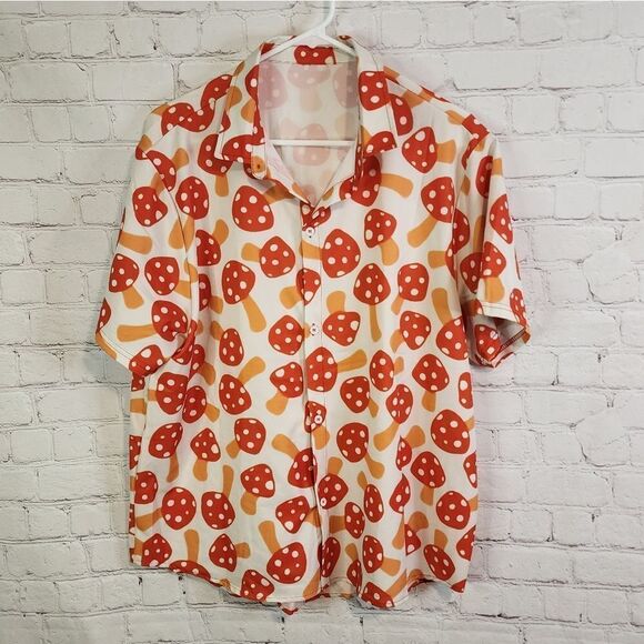 Men's Mushroom button-down shirt, size Medium - Picture 1 of 3